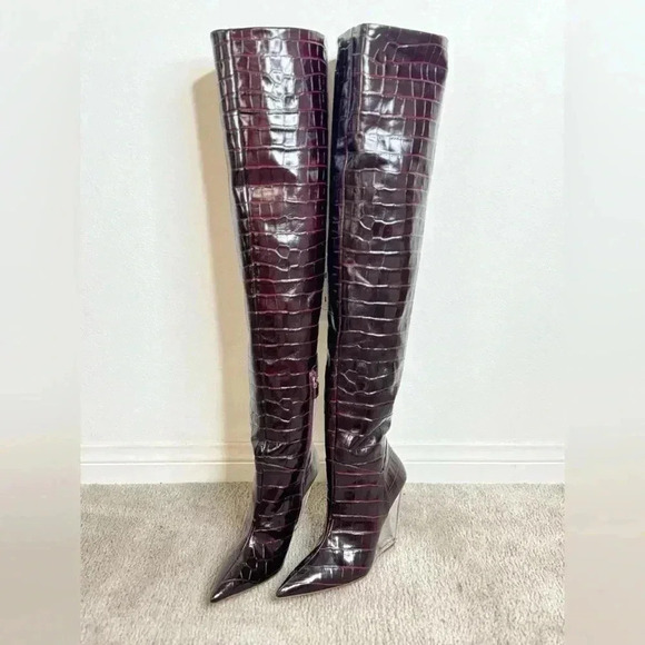 LUCITE 100 WEDGE BOOT Croc Print Brand New Size 7 - Picture 1 of 17